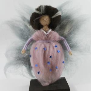 MariaElena | Handmade needle felted angel with old-fashioned braided hair - therapeutic guardian angel for dreams, hope, peaceful sleep, and nightmare healing