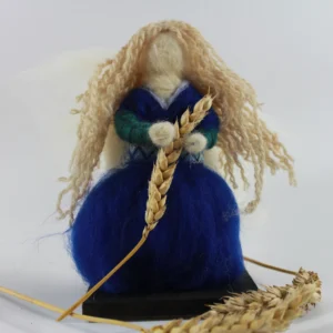 MariaElena | Handmade needle felted angel with sturdy grounded presence and balanced clothing - therapeutic guardian angel for holistic health and body-mind-soul healing